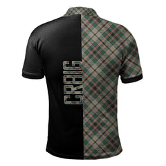 Clan Craig Ancient Tartan Polo Shirt Half of Me - Cross Style AD37 Craig Ancient Tartan Tartan Polo   