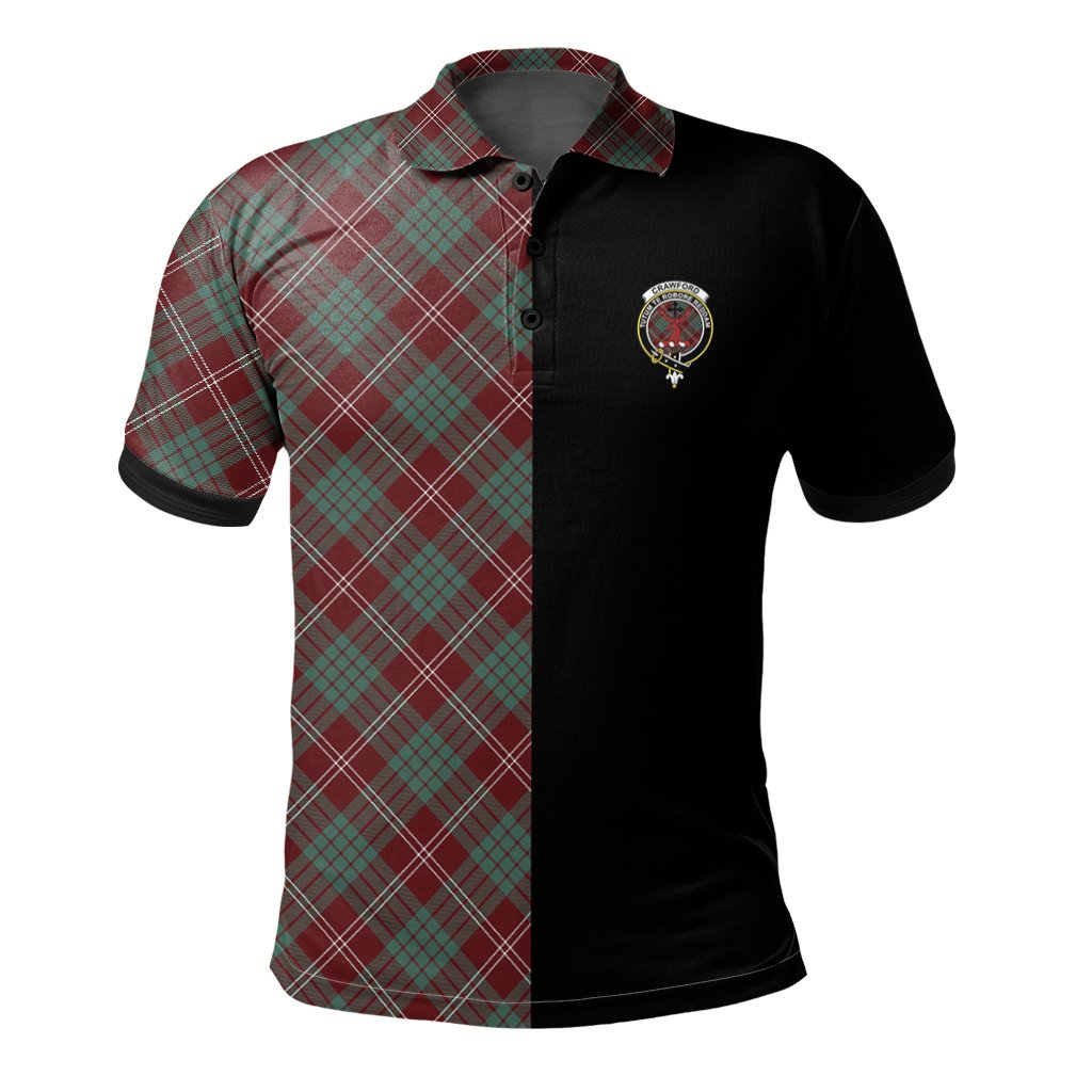 Clan Crawford Modern Tartan Polo Shirt Half of Me - Cross Style RP75 Crawford Modern Tartan Tartan Polo   