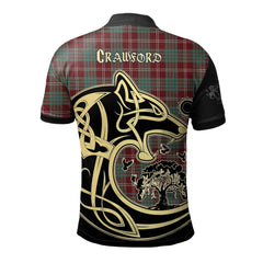 Clan Crawford Modern Tartan Polo Shirt Viking Wolf RO54 Crawford Modern Tartan Tartan Polo   