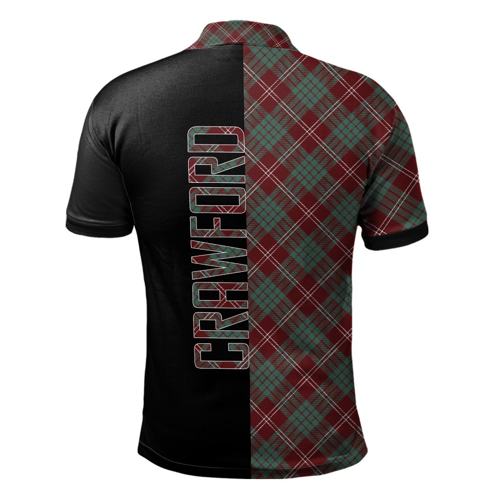 Clan Crawford Modern Tartan Polo Shirt Half of Me - Cross Style RP75 Crawford Modern Tartan Tartan Polo   