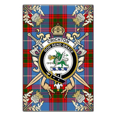 Clan Crichton Tartan Crest Black Garden Flag  - Gold Thistle  JP43 Clan Crichton Tartan Today   