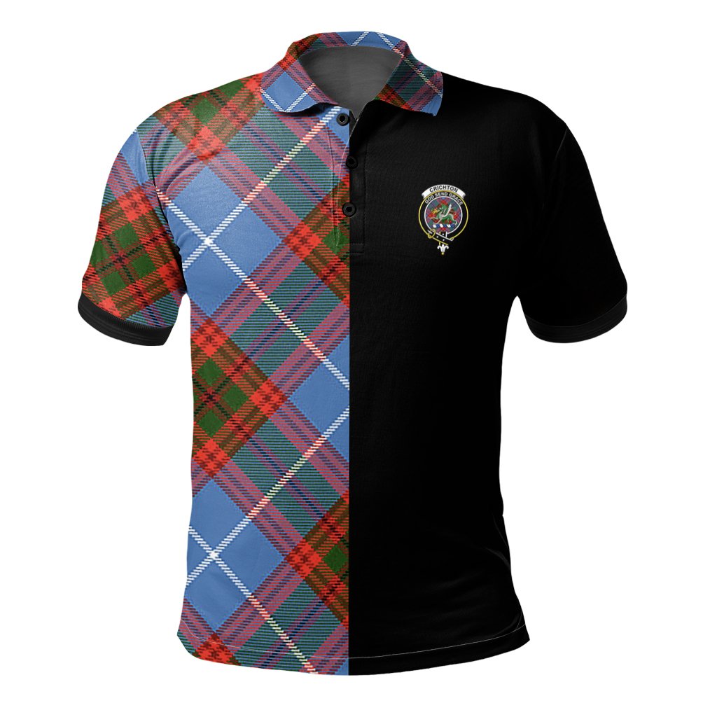 Clan Crichton Tartan Polo Shirt Half of Me - Cross Style OT71 Crichton Tartan Tartan Polo   