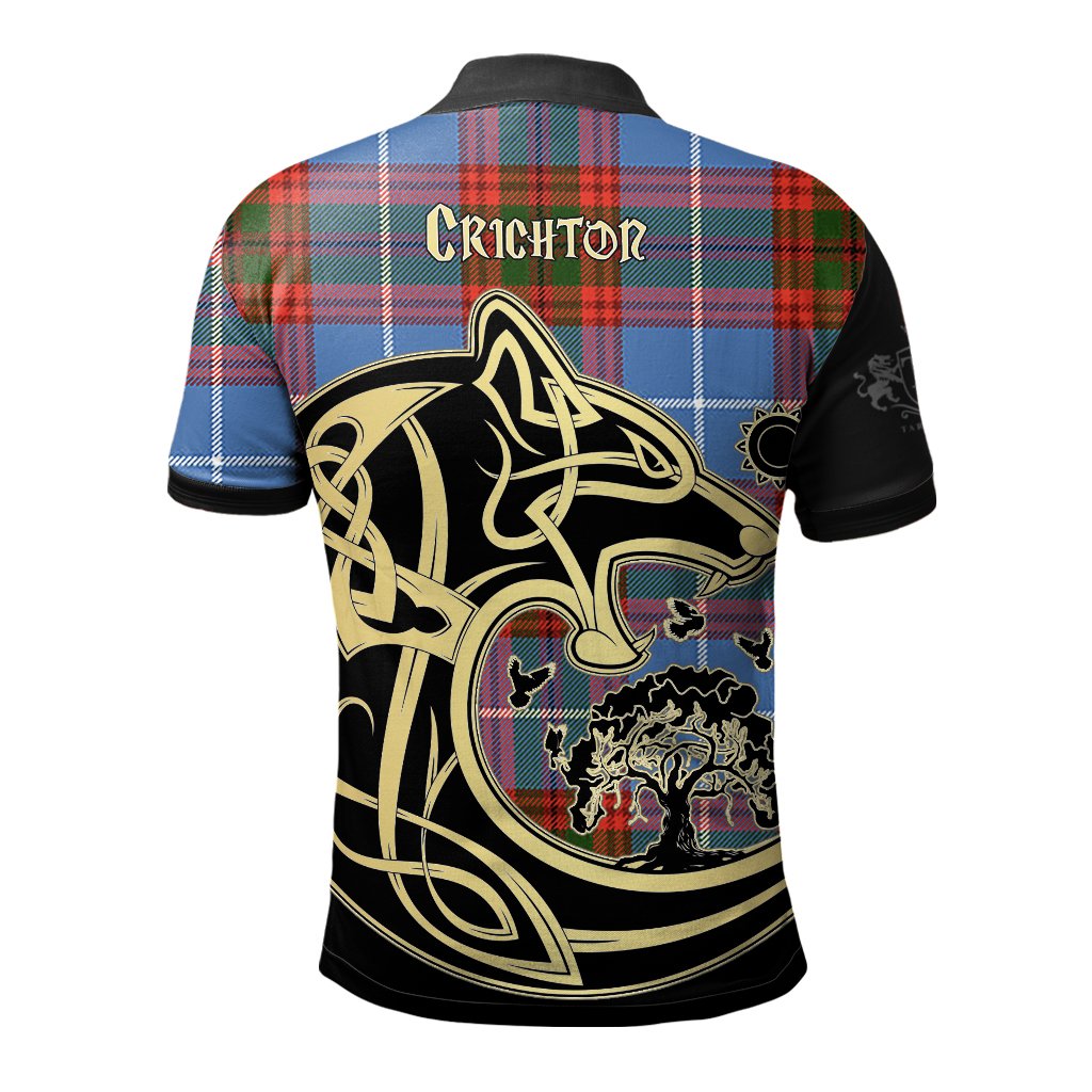 Clan Crichton Tartan Polo Shirt Viking Wolf QB22 Crichton Tartan Tartan Polo   