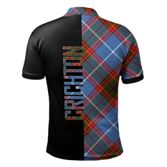 Clan Crichton Tartan Polo Shirt Half of Me - Cross Style OT71 Crichton Tartan Tartan Polo   