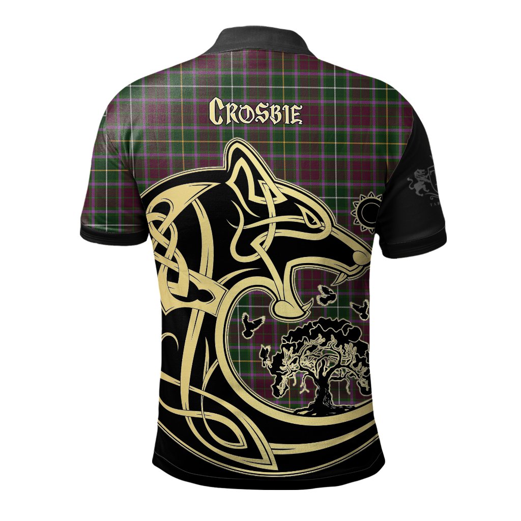 Clan Crosbie Tartan Polo Shirt Viking Wolf ZE13 Crosbie Tartan Tartan Polo   