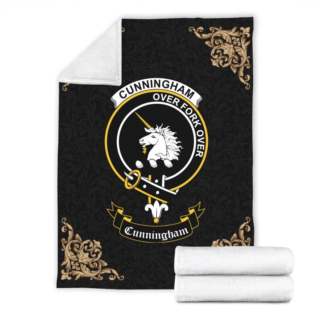 Clan Cunningham Crest Tartan Premium Blanket Black ZL17 Clan Cunningham Tartan Today   