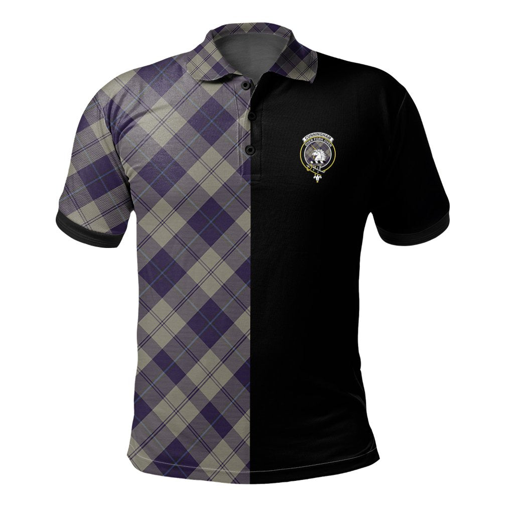 Clan Cunningham Dress Blue Dancers Tartan Polo Shirt Half of Me - Cross Style FV85 Cunningham Dress Blue Dancers Tartan Tartan Polo   