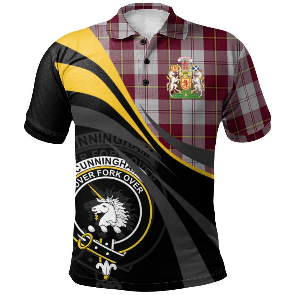 Clan Cunningham Dress Burgundy (Dance) Tartan Polo Shirt - Royal Coat Of Arms Style LE98 Cunningham Dress Burgundy (Dance) Tartan Tartan Polo   