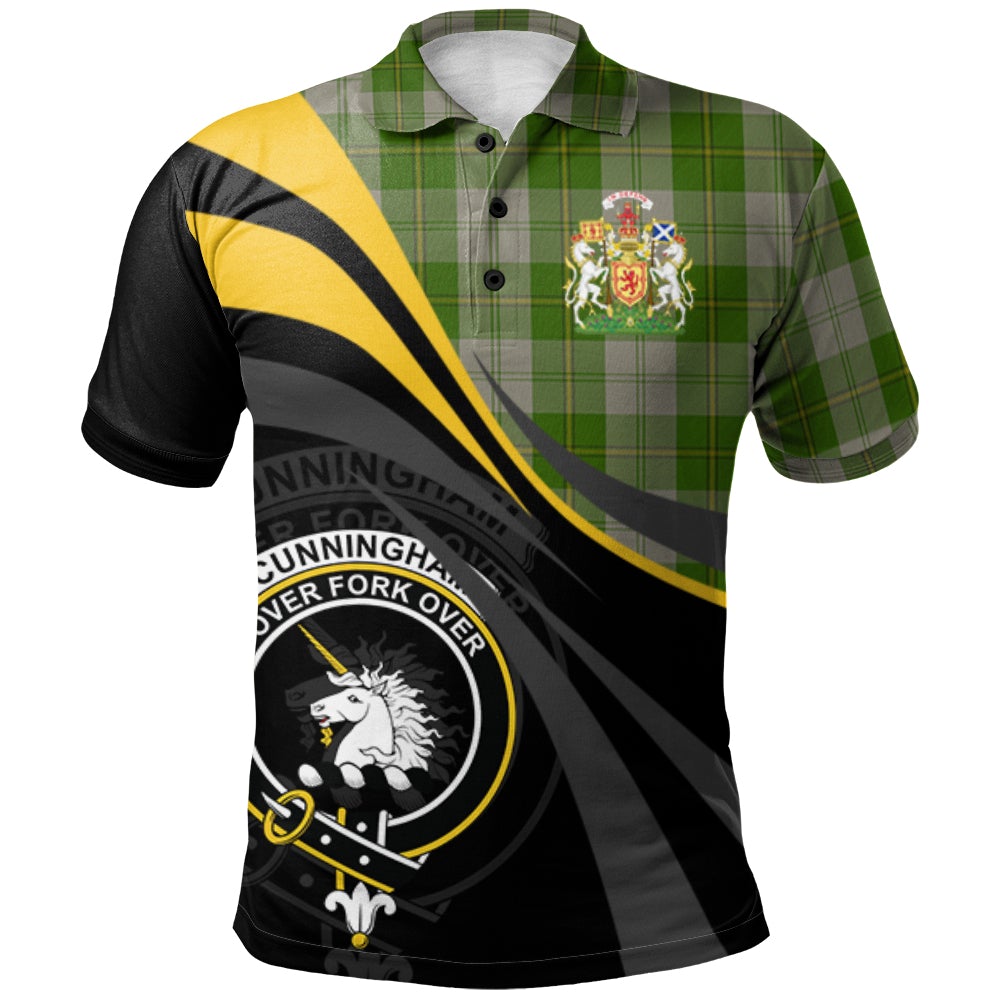 Clan Cunningham Dress Green Dancers Tartan Polo Shirt - Royal Coat Of Arms Style NZ30 Cunningham Dress Green Dancers Tartan Tartan Polo   