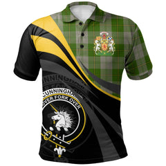 Clan Cunningham Dress Green Dancers Tartan Polo Shirt - Royal Coat Of Arms Style NZ30 Cunningham Dress Green Dancers Tartan Tartan Polo   