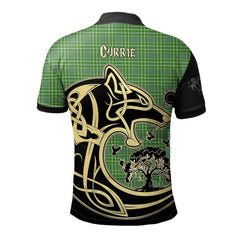 Clan Currie Tartan Polo Shirt Viking Wolf WR18 Currie Tartan Tartan Polo   