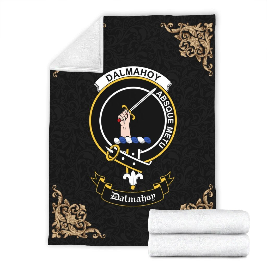 Clan Dalmahoy Crest Tartan Premium Blanket Black SQ35 Clan Dalmahoy Tartan Today   