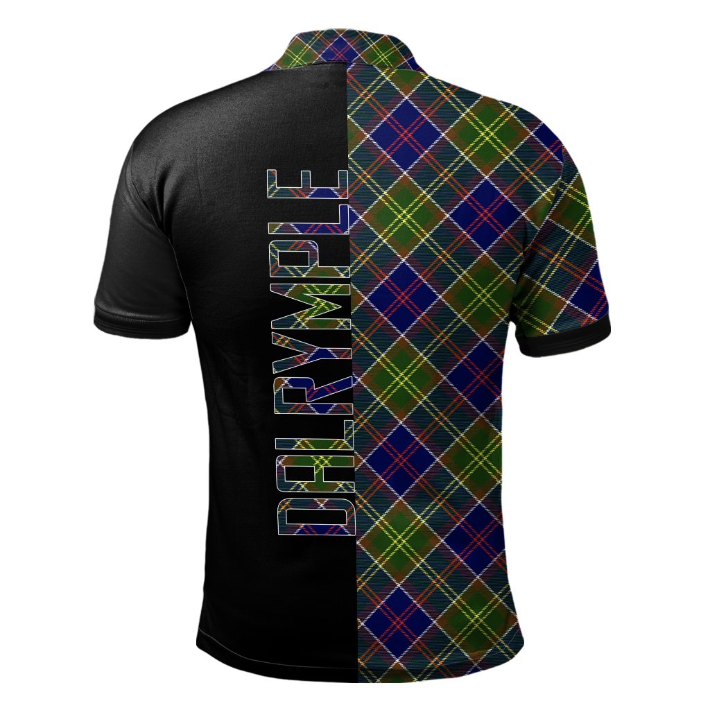 Clan Dalrymple Tartan Polo Shirt Half of Me - Cross Style IL98 Dalrymple Tartan Tartan Polo   