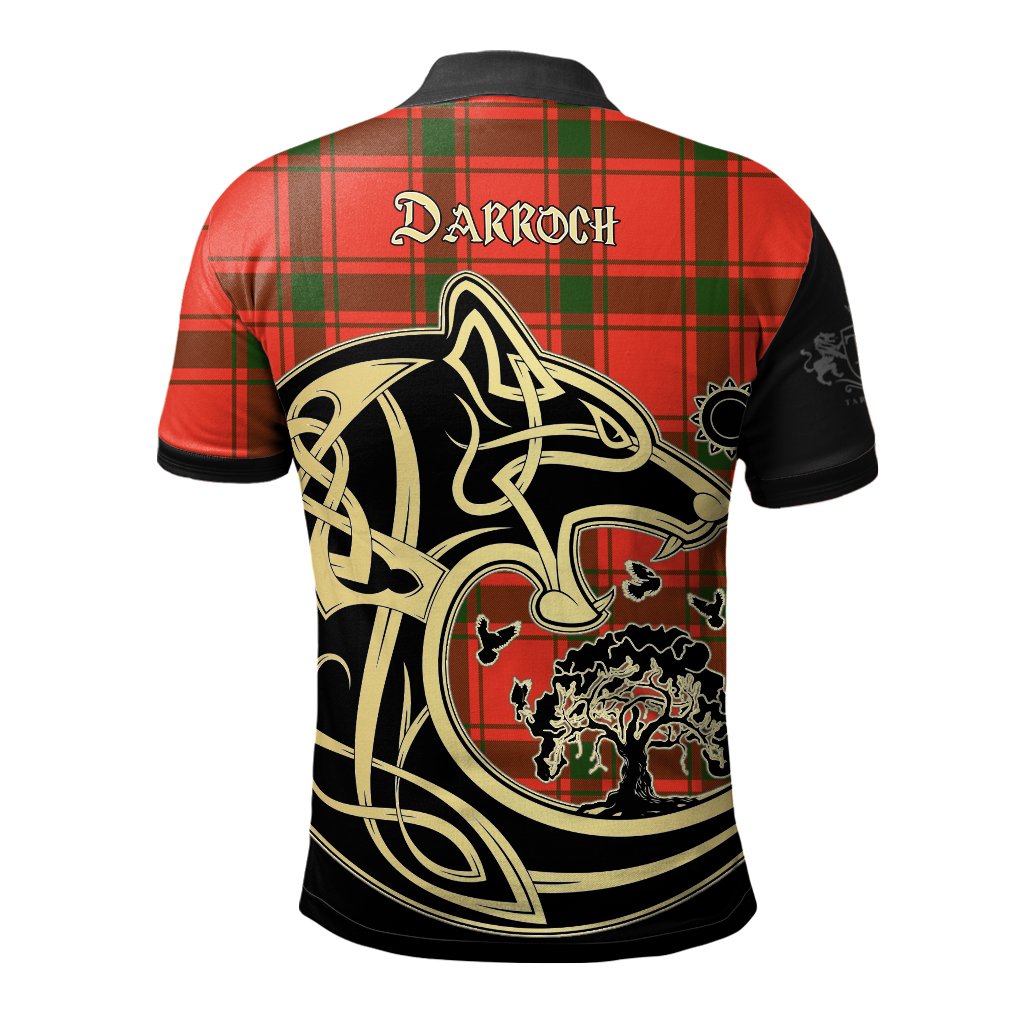 Clan Darroch Tartan Polo Shirt Viking Wolf EB35 Darroch Tartan Tartan Polo   