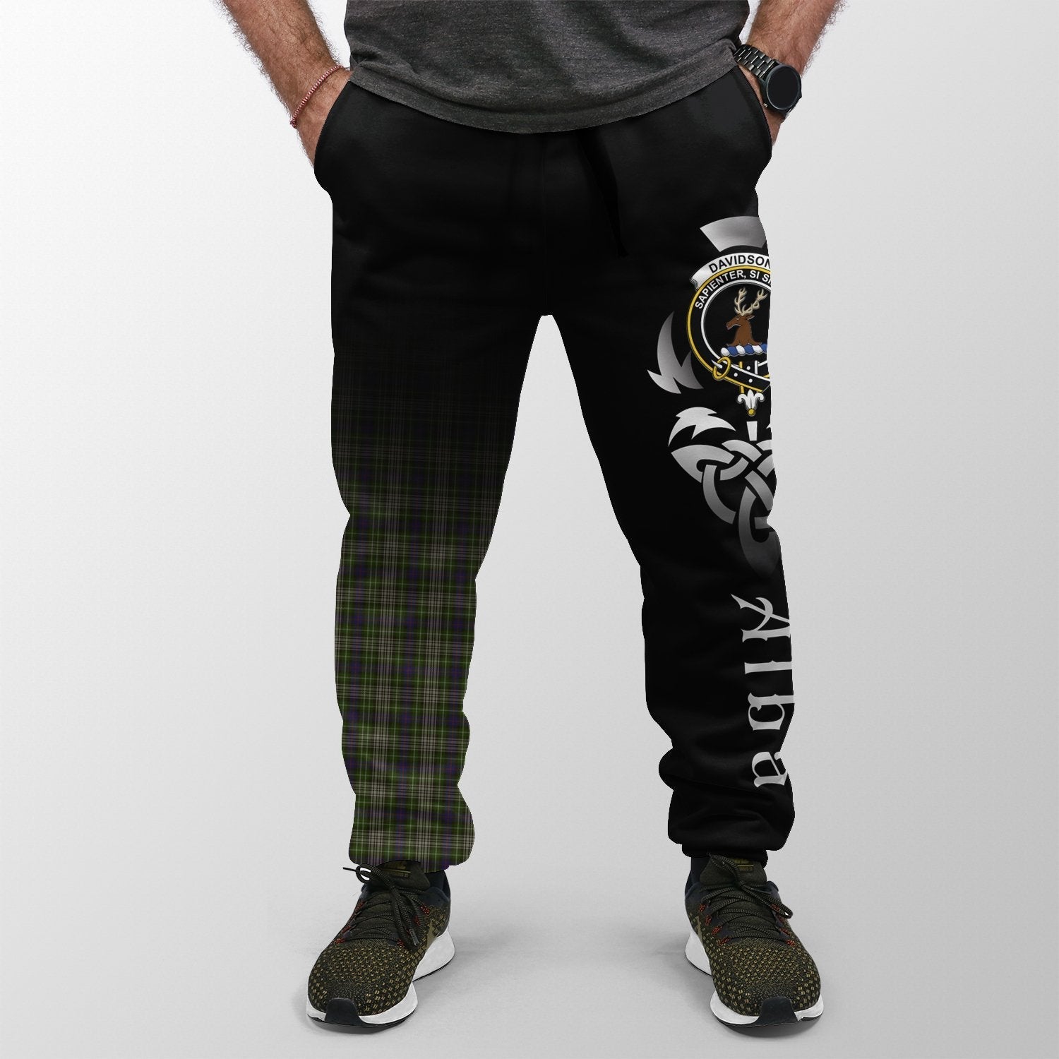 Clan Davidson Tulloch Dress Tartan Crest Jogger Sweatpants  Alba Celtic Style PS56 Clan Davidson Tartan Today   