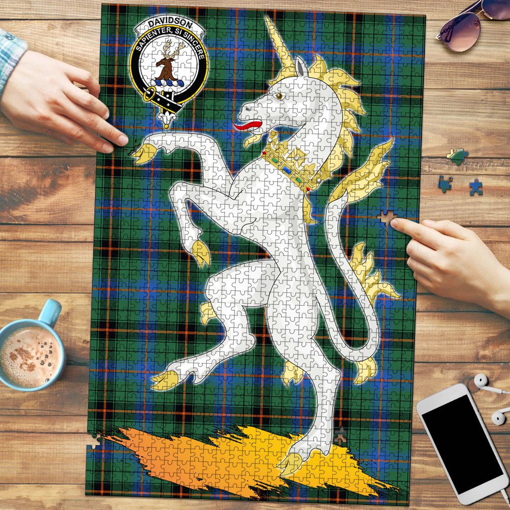 Clan Davidson Ancient Tartan Crest Unicorn Scotland Jigsaw Puzzles Gift For Family KA38 Clan Davidson Tartan Today   