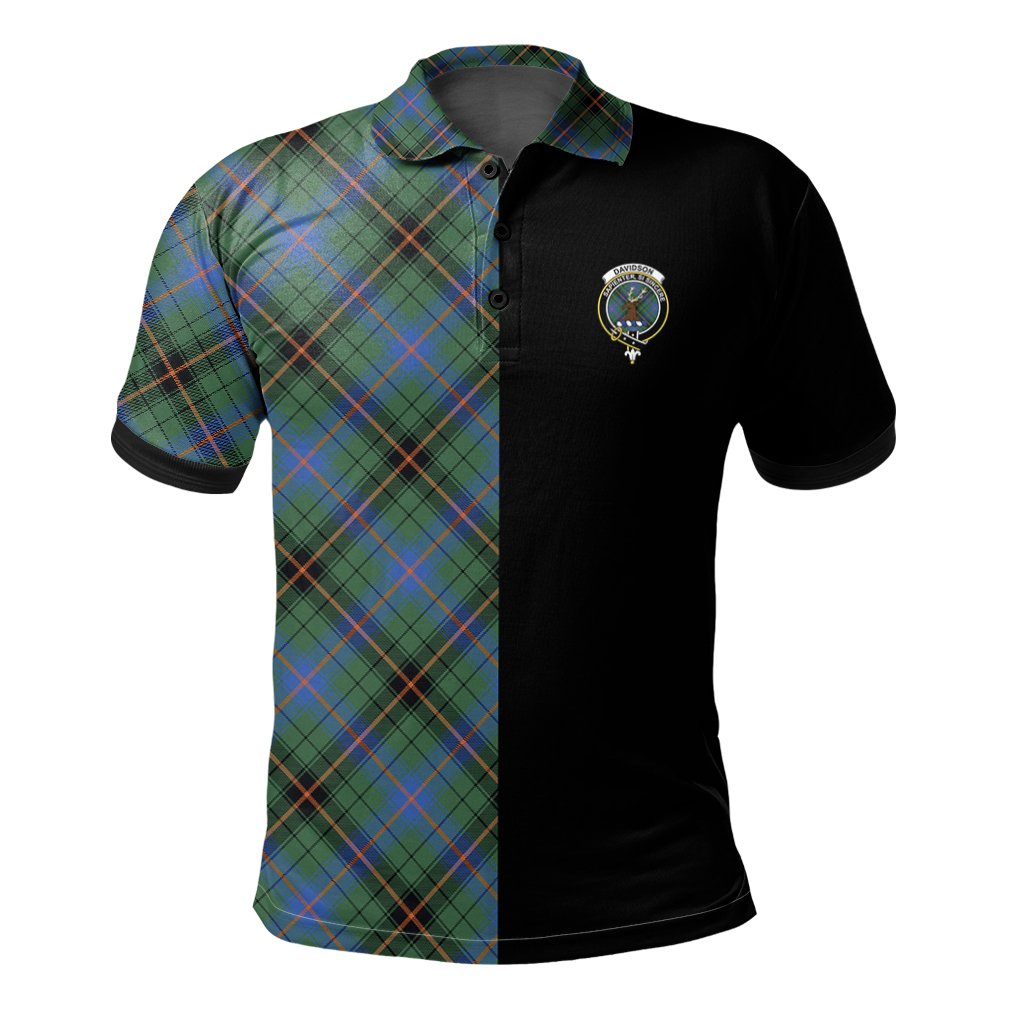 Clan Davidson Ancient Tartan Polo Shirt Half of Me - Cross Style VE30 Davidson Ancient Tartan Tartan Polo   