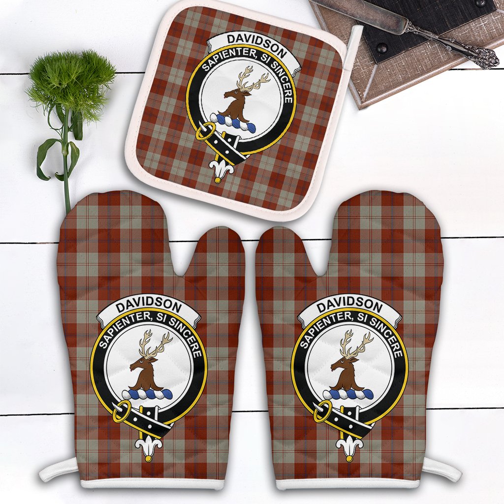 Clan Davidson Dress Dancers Tartan Crest Oven Mitt And Pot Holder (2 Oven Mitts + 1 Pot Holder) HB75 Clan Davidson Tartan Today   