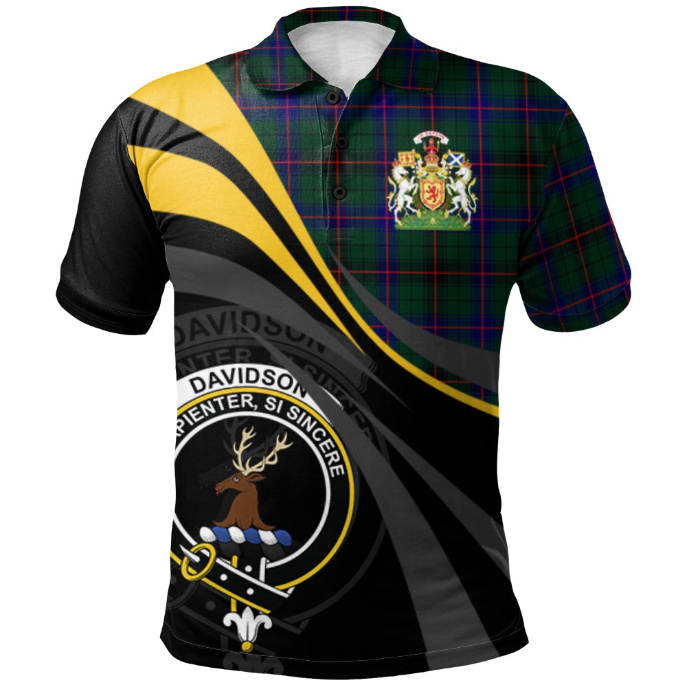 Clan Davidson Modern Tartan Polo Shirt - Royal Coat Of Arms Style UZ55 Davidson Modern Tartan Tartan Polo   