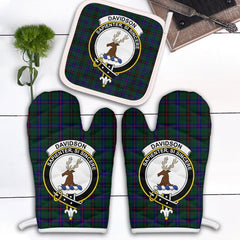 Clan Davidson Modern Tartan Crest Oven Mitt And Pot Holder (2 Oven Mitts + 1 Pot Holder) IZ71 Clan Davidson Tartan Today   