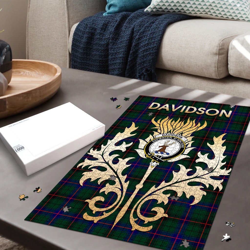 Clan Davidson Modern Tartan Crest Thistle Jigsaw Puzzles Gift For Family EZ62 Clan Davidson Tartan Today   