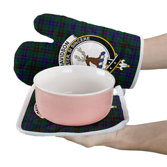 Clan Davidson Modern Tartan Crest Oven Mitt And Pot Holder (2 Oven Mitts + 1 Pot Holder) IZ71 Clan Davidson Tartan Today   