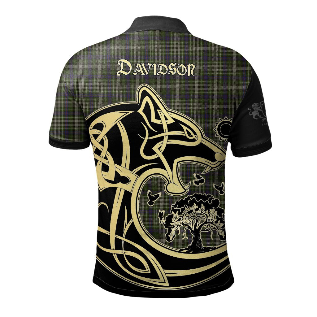 Clan Davidson Tulloch Dress Tartan Polo Shirt Viking Wolf FZ95 Davidson Tulloch Dress Tartan Tartan Polo   