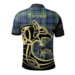 Clan Davidson of Tulloch Tartan Polo Shirt Viking Wolf KQ28 Davidson of Tulloch Tartan Tartan Polo   