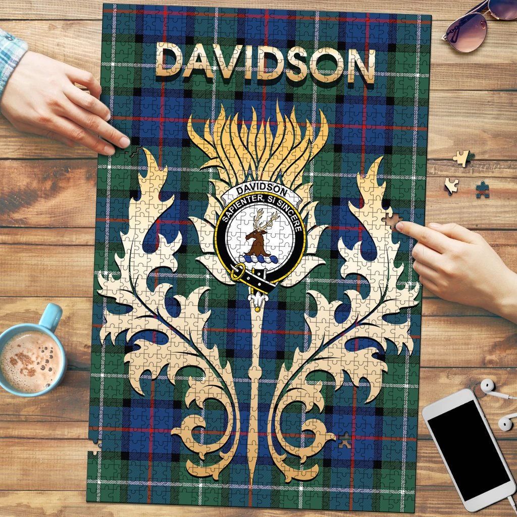 Clan Davidson of Tulloch Tartan Crest Thistle Jigsaw Puzzles Gift For Family JY76 Clan Davidson Tartan Today   