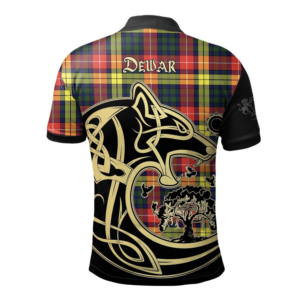 Clan Dewar Tartan Polo Shirt Viking Wolf UD38 Dewar Tartan Tartan Polo   