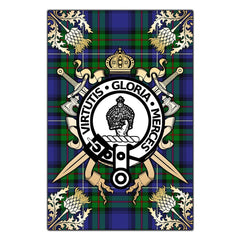 Clan Donnachaidh Tartan Crest Black Garden Flag  - Gold Thistle  AY94 Clan Don Tartan Today   