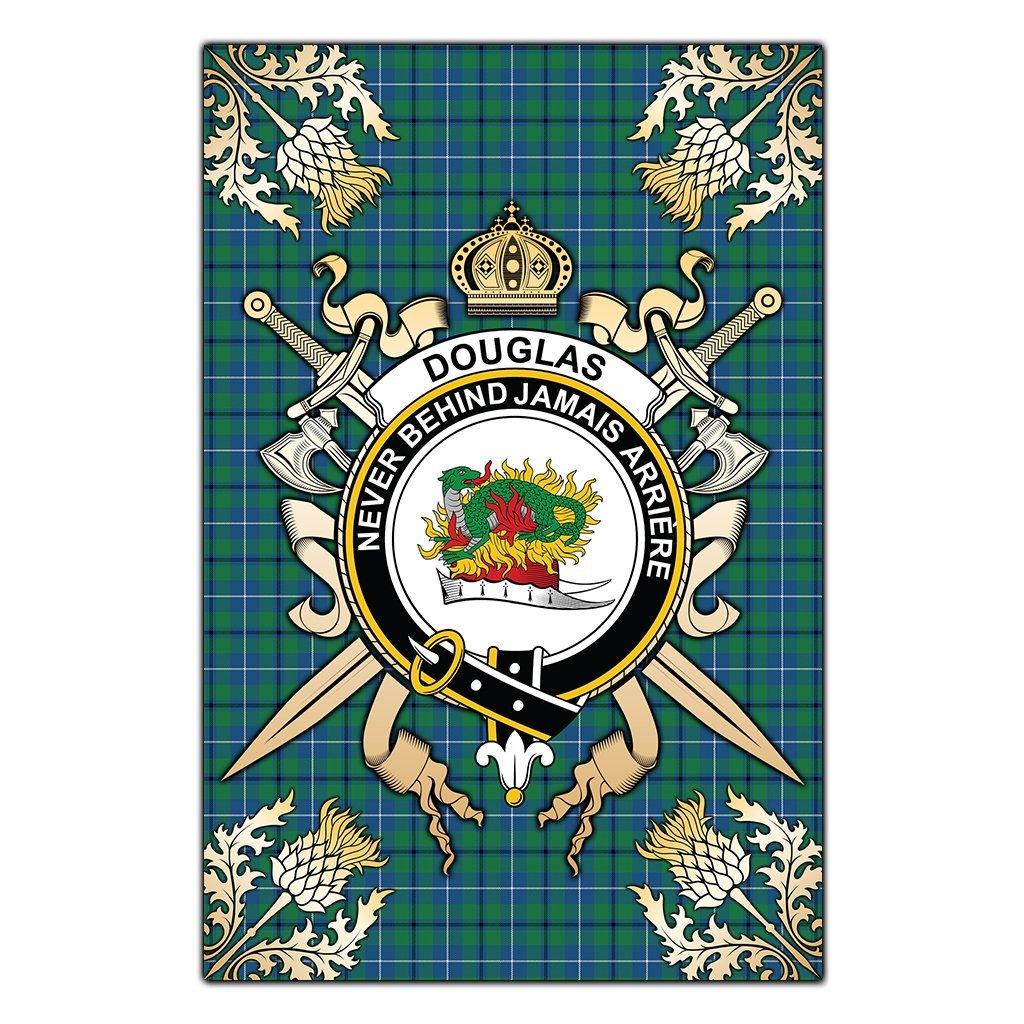 Clan Douglas Ancient Tartan Crest Black Garden Flag  - Gold Thistle  JZ73 Clan Douglas Tartan Today   