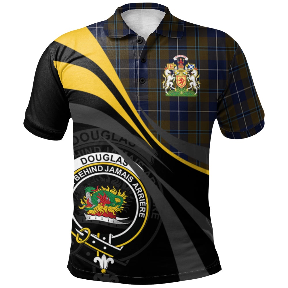 Clan Douglas Brown Tartan Polo Shirt - Royal Coat Of Arms Style ME90 Douglas Brown Tartan Tartan Polo   