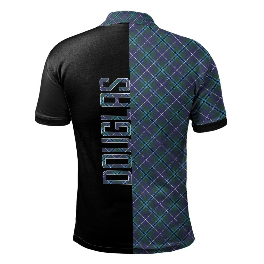 Clan Douglas Modern Tartan Polo Shirt Half of Me - Cross Style TZ31 Douglas Modern Tartan Tartan Polo   