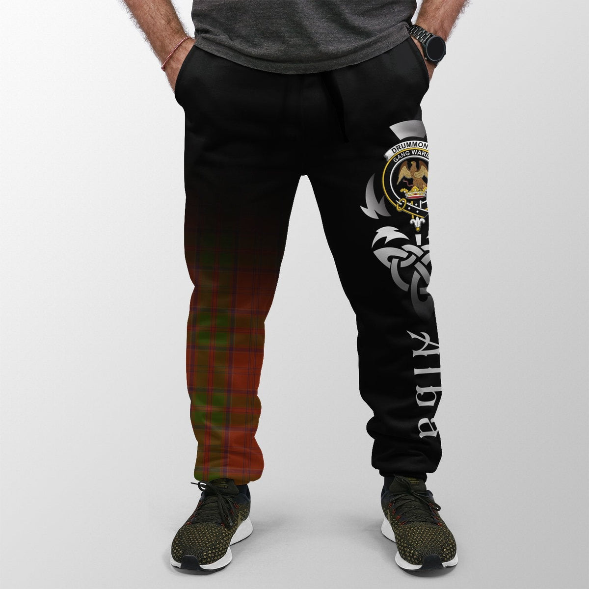 Clan Drummond Tartan Crest Jogger Sweatpants  Alba Celtic Style QD57 Clan Drummond Tartan Today   