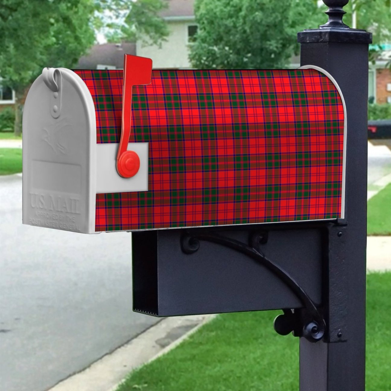 Clan Drummond Modern Tartan Crest Mailbox NG37 Clan Drummond Tartan Today   