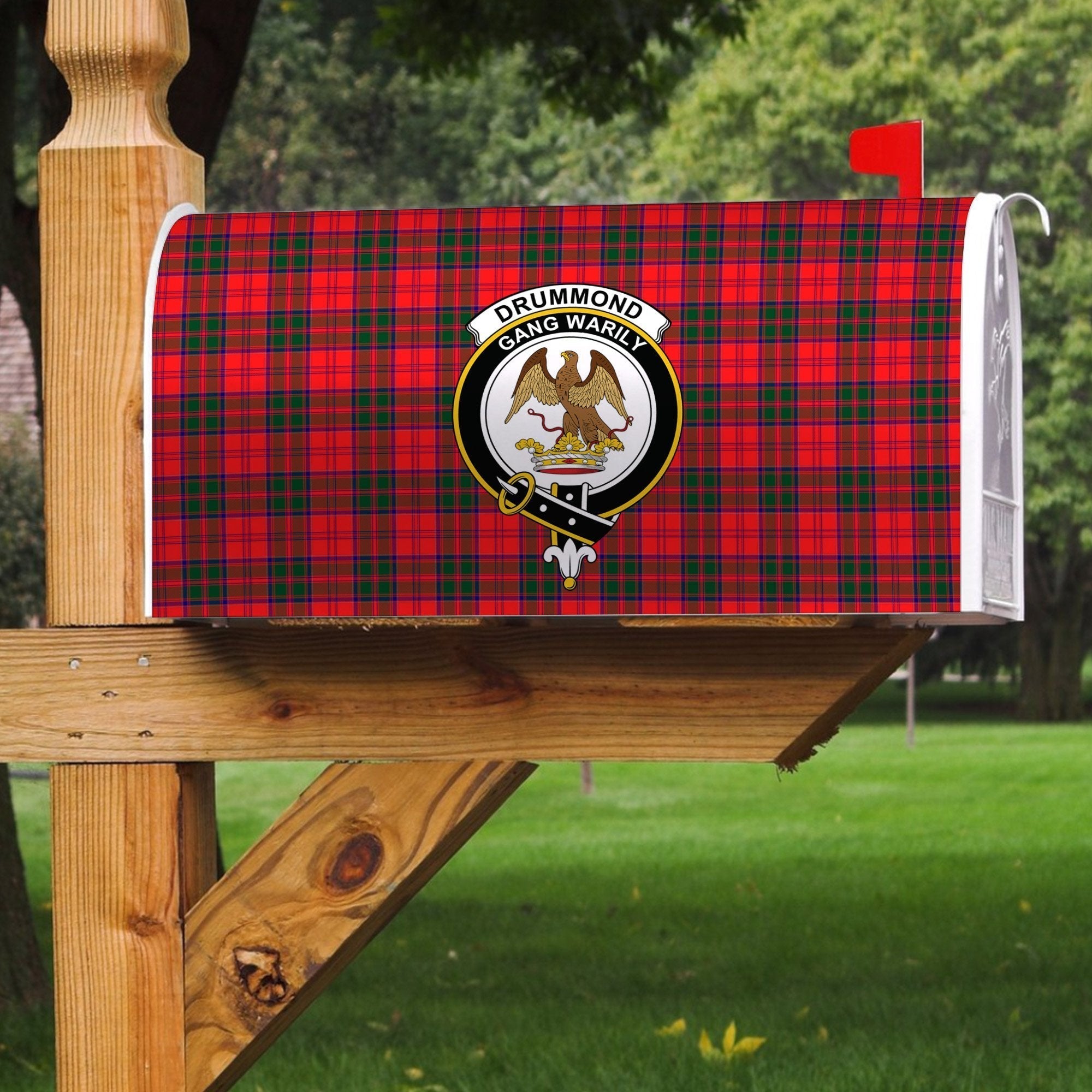 Clan Drummond Modern Tartan Crest Mailbox NG37 Clan Drummond Tartan Today   