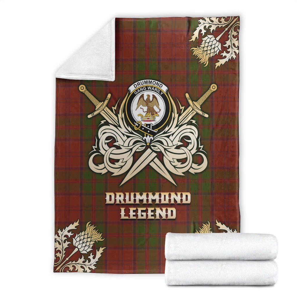 Clan Drummond Tartan Gold Courage Symbol Blanket GU55 Clan Drummond Tartan Today   