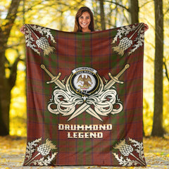 Clan Drummond Tartan Gold Courage Symbol Blanket GU55 Clan Drummond Tartan Today   