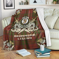 Clan Drummond Tartan Gold Courage Symbol Blanket GU55 Clan Drummond Tartan Today   