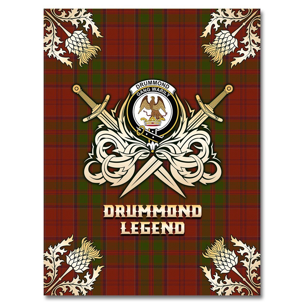 Clan Drummond Tartan Gold Courage Symbol Blanket GU55 Clan Drummond Tartan Today   