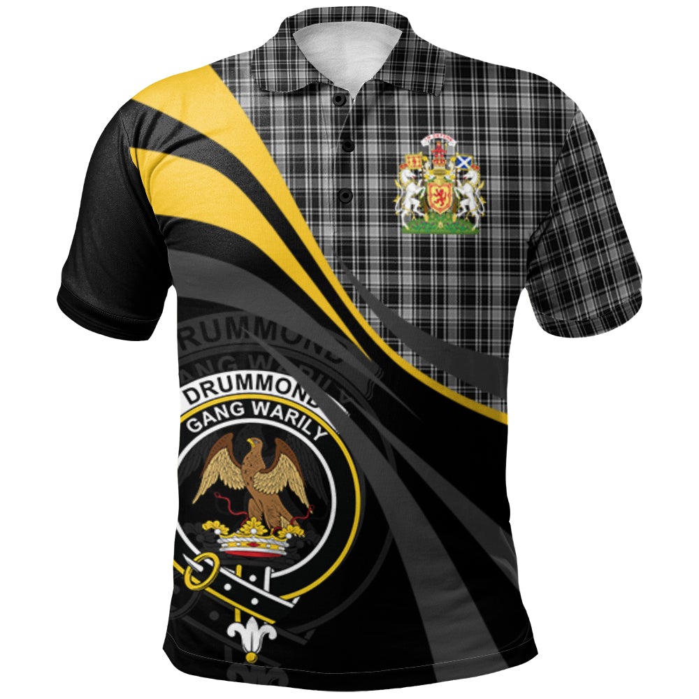 Clan Drummond Grey Originaux Tartan Polo Shirt - Royal Coat Of Arms Style BC56 Drummond Grey Originaux Tartan Tartan Polo   