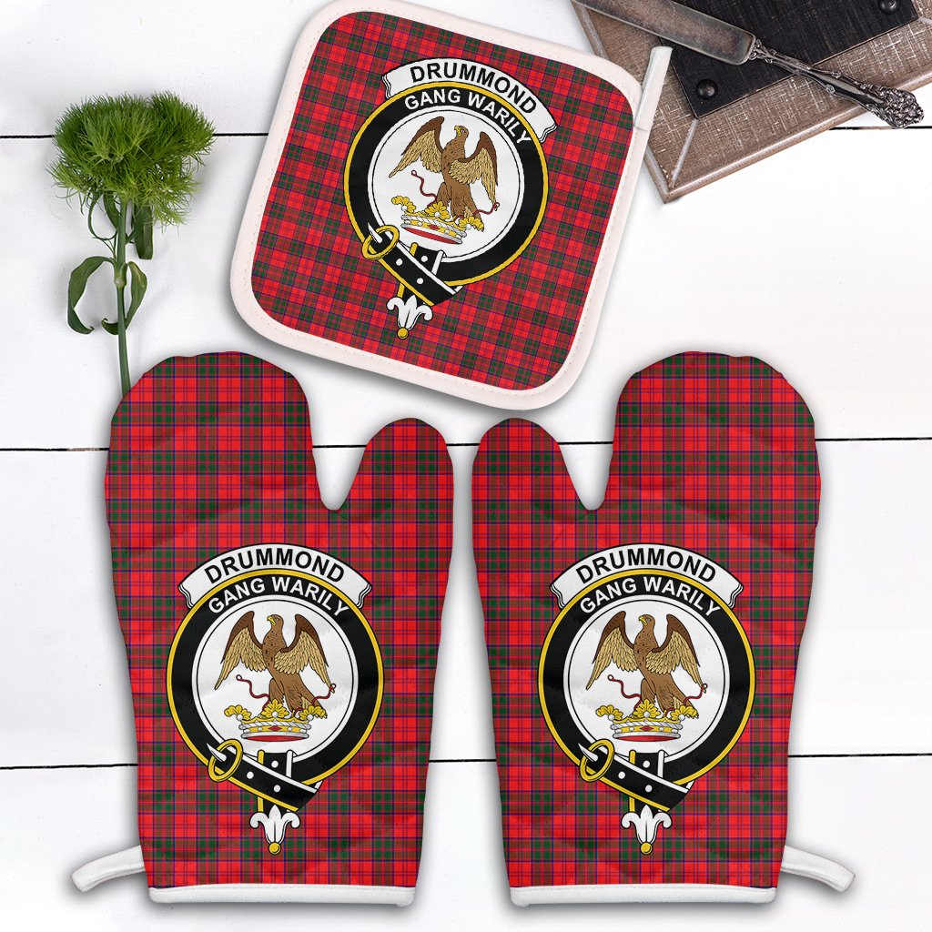 Clan Drummond Modern Tartan Crest Oven Mitt And Pot Holder (2 Oven Mitts + 1 Pot Holder) BX77 Clan Drummond Tartan Today   