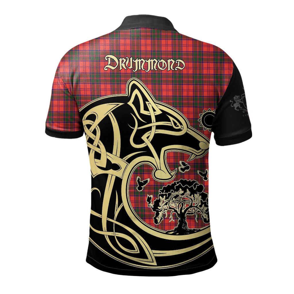 Clan Drummond Modern Tartan Polo Shirt Viking Wolf MF56 Drummond Modern Tartan Tartan Polo   