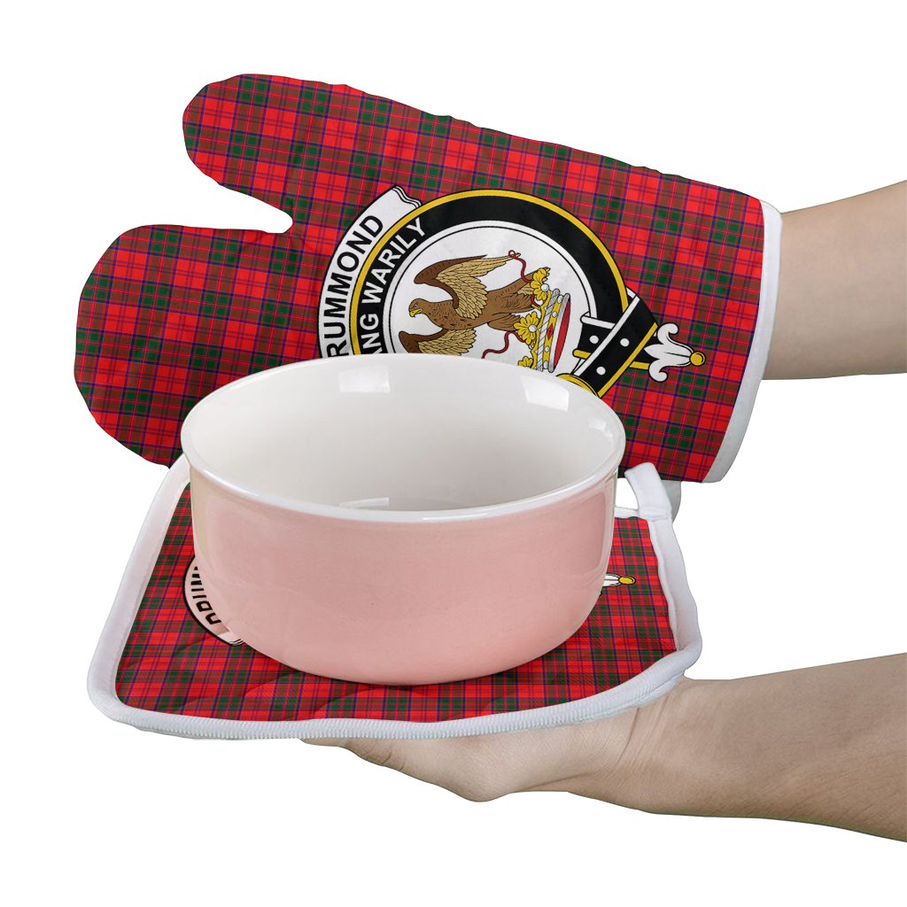 Clan Drummond Modern Tartan Crest Oven Mitt And Pot Holder (2 Oven Mitts + 1 Pot Holder) BX77 Clan Drummond Tartan Today   