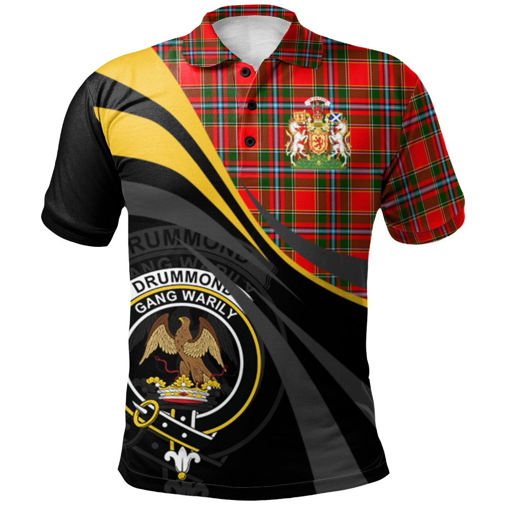 Clan Drummond of Perth Tartan Polo Shirt - Royal Coat Of Arms Style RB50 Drummond of Perth Tartan Tartan Polo   