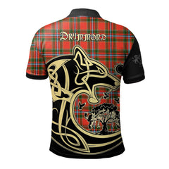 Clan Drummond of Perth Tartan Polo Shirt Viking Wolf CA28 Drummond of Perth Tartan Tartan Polo   