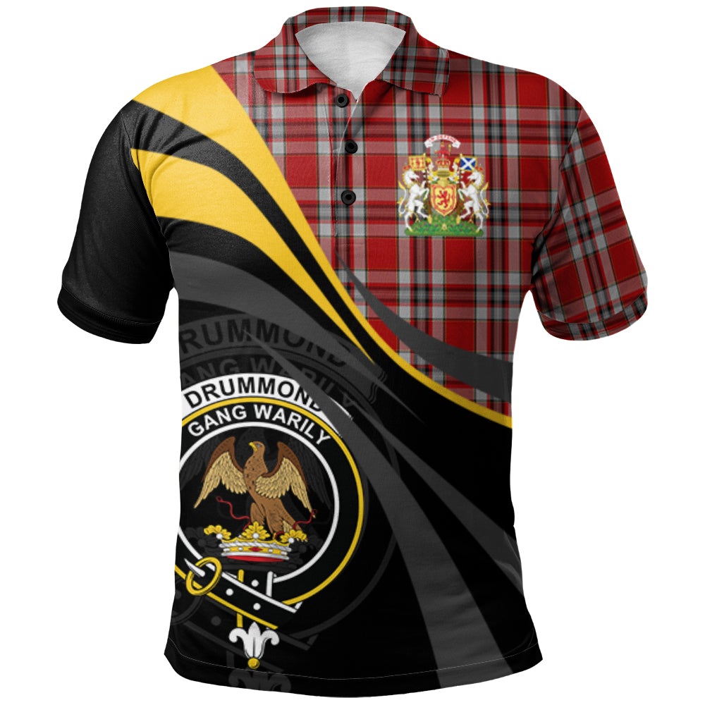 Clan Drummond of Perth Dress Tartan Polo Shirt - Royal Coat Of Arms Style CD39 Drummond of Perth Dress Tartan Tartan Polo   