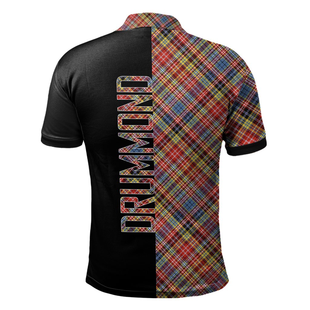 Clan Drummond of Strathallan Tartan Polo Shirt Half of Me - Cross Style FU46 Drummond of Strathallan Tartan Tartan Polo   