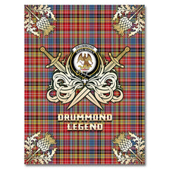 Clan Drummond of Strathallan Tartan Gold Courage Symbol Blanket OD36 Clan Hall Tartan Today   